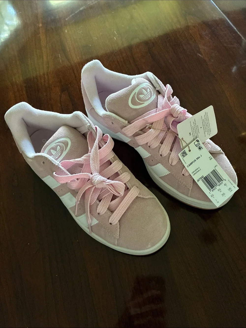 adidas Pink Suede Women's Sneakers with White Stripes see note for size